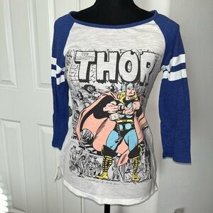 Marvel Thor Raglan Graphic Tee | Vintage Comic Book Shirt | Size Small